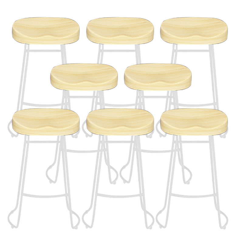 Modern Armless Backless Counter Stool Pine Wood Bar Stool with Pedal for Bar