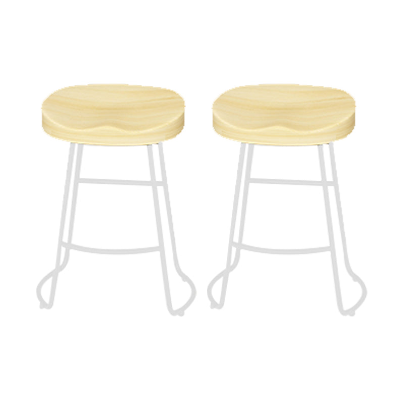 Modern Armless Backless Counter Stool Pine Wood Bar Stool with Pedal for Bar