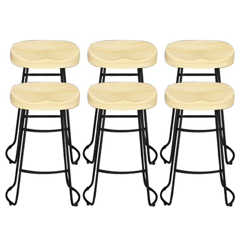 Modern Armless Backless Counter Stool Pine Wood Bar Stool with Pedal for Bar