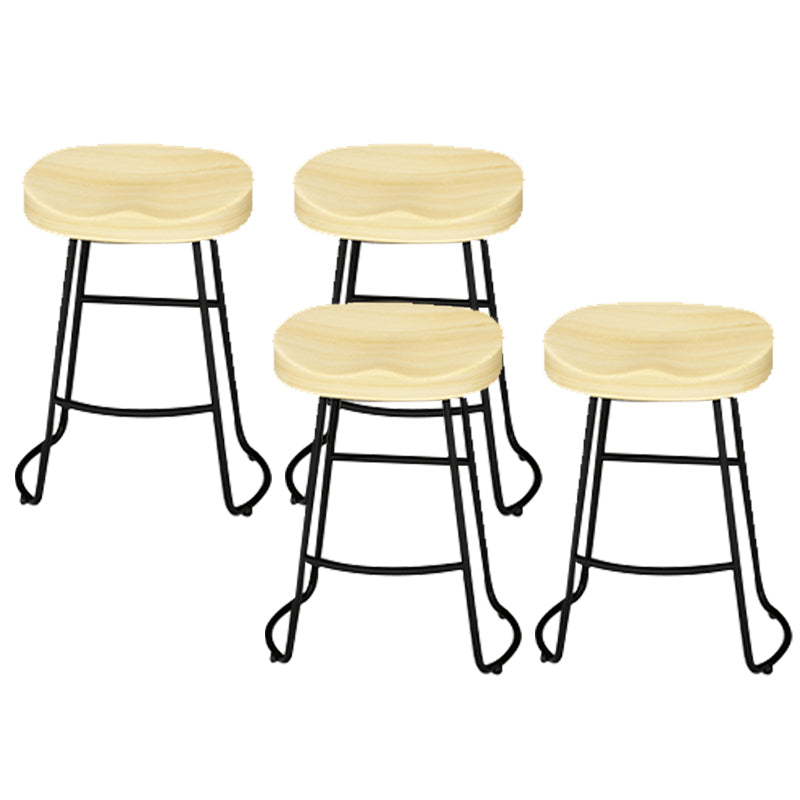 Modern Armless Backless Counter Stool Pine Wood Bar Stool with Pedal for Bar