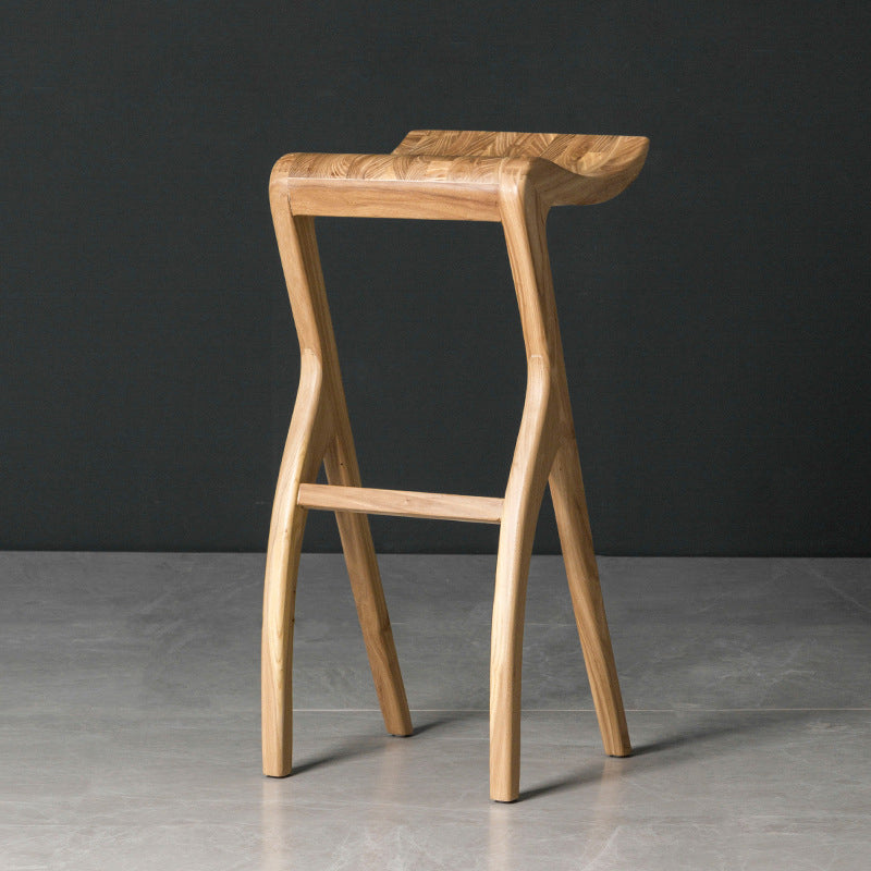 Industrial Backless Armless Counter Stool Pine Wood Bar Stool with Pedal for Bar