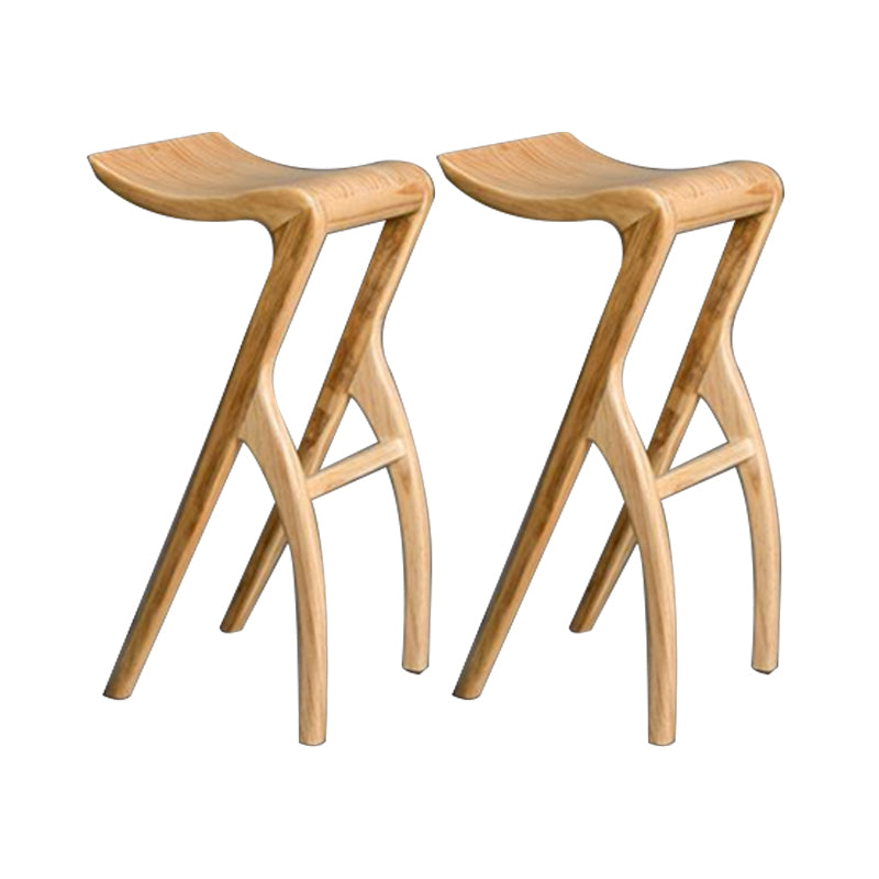 Industrial Backless Armless Counter Stool Pine Wood Bar Stool with Pedal for Bar