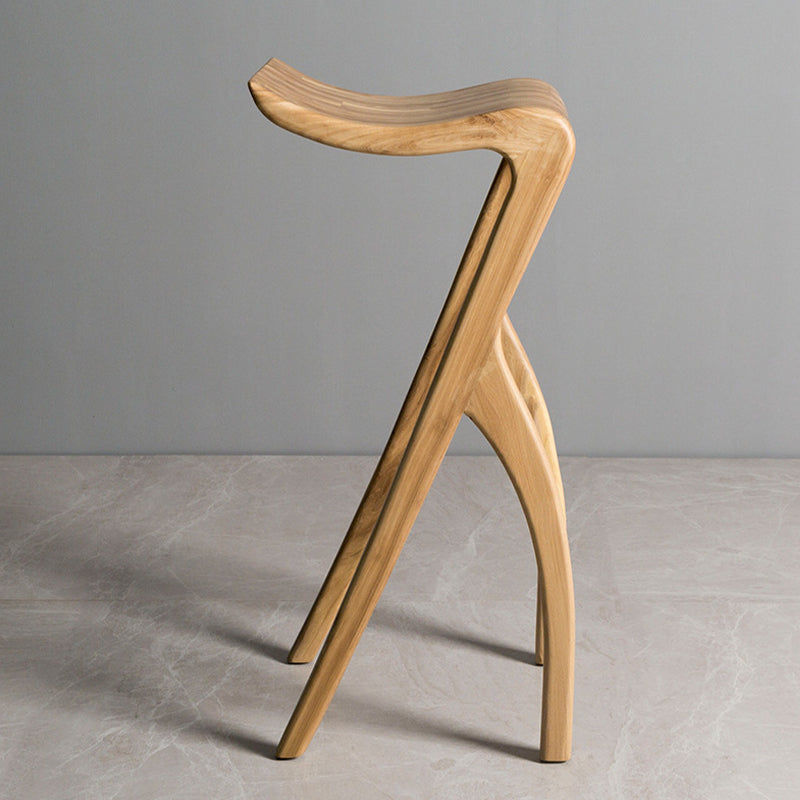 Industrial Backless Armless Counter Stool Pine Wood Bar Stool with Pedal for Bar