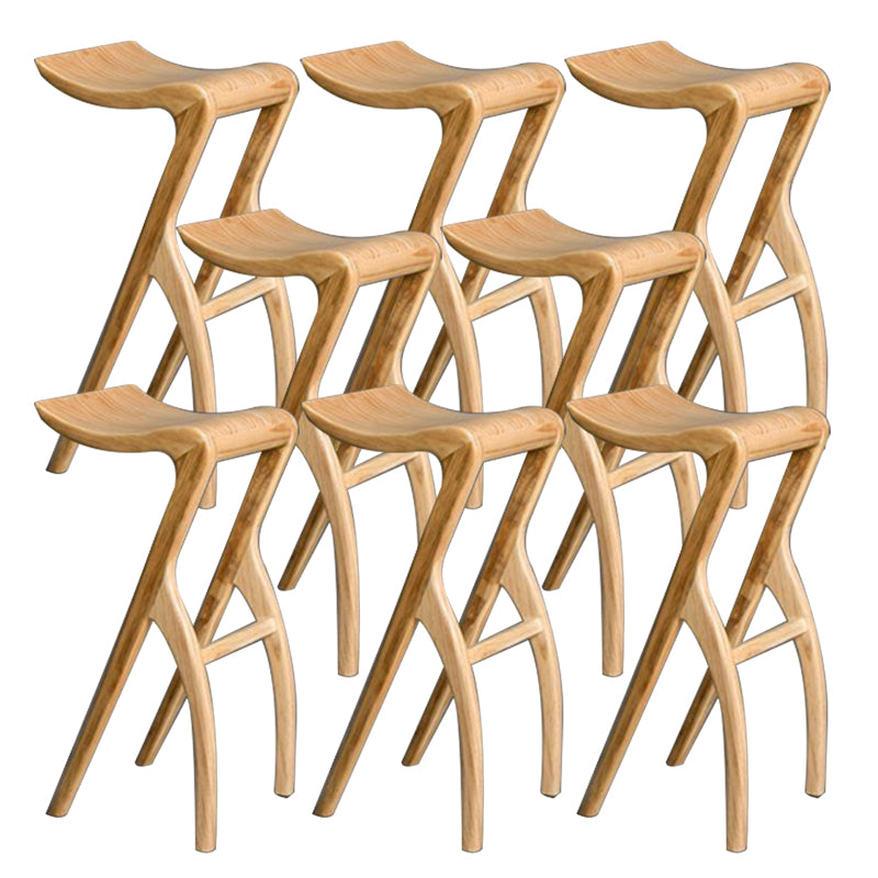 Industrial Backless Armless Counter Stool Pine Wood Bar Stool with Pedal for Bar