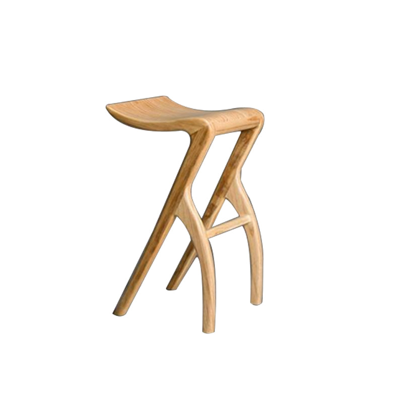 Industrial Backless Armless Counter Stool Pine Wood Bar Stool with Pedal for Bar