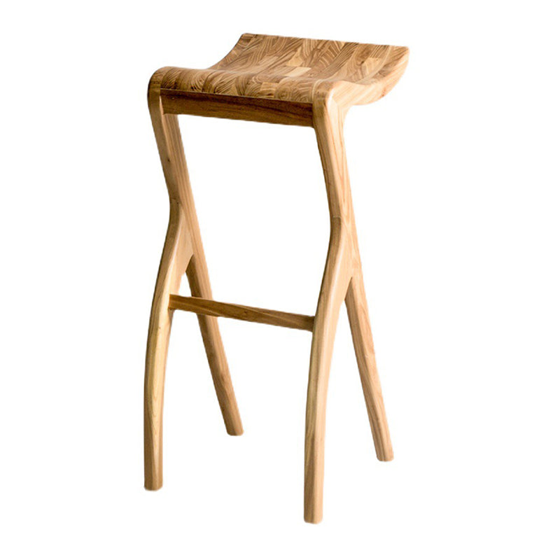 Industrial Backless Armless Counter Stool Pine Wood Bar Stool with Pedal for Bar