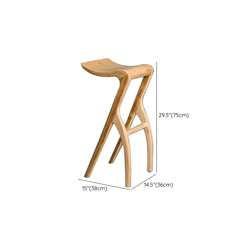 Industrial Backless Armless Counter Stool Pine Wood Bar Stool with Pedal for Bar