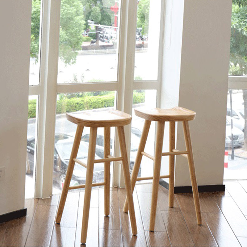 Modern Armless Backless Counter Stool Wood Bar Stool with Pedal for Indoor