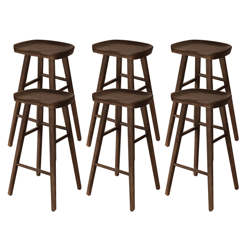 Modern Armless Backless Counter Stool Wood Bar Stool with Pedal for Indoor