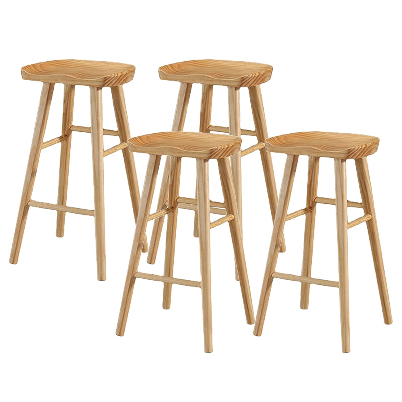 Modern Armless Backless Counter Stool Wood Bar Stool with Pedal for Indoor