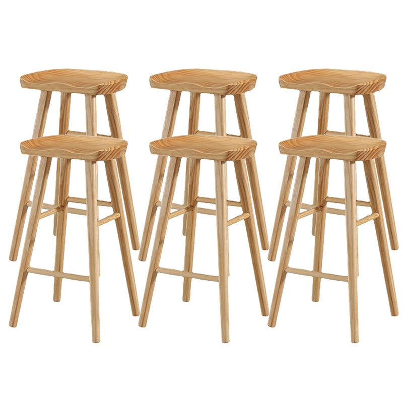 Modern Armless Backless Counter Stool Wood Bar Stool with Pedal for Indoor