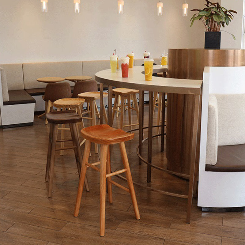 Modern Armless Backless Counter Stool Wood Bar Stool with Pedal for Indoor