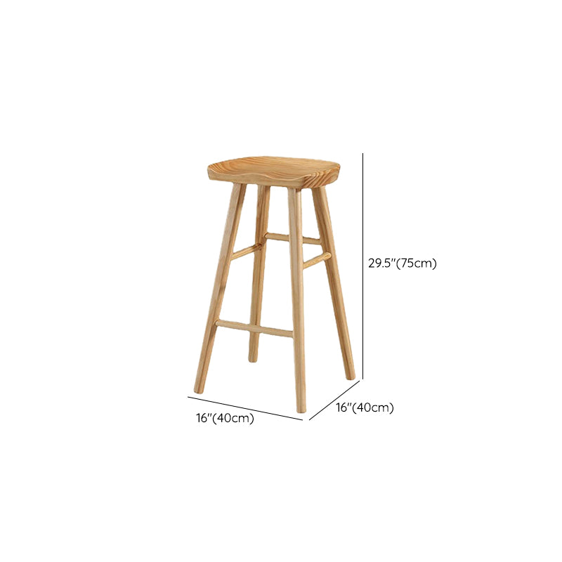 Modern Armless Backless Counter Stool Wood Bar Stool with Pedal for Indoor