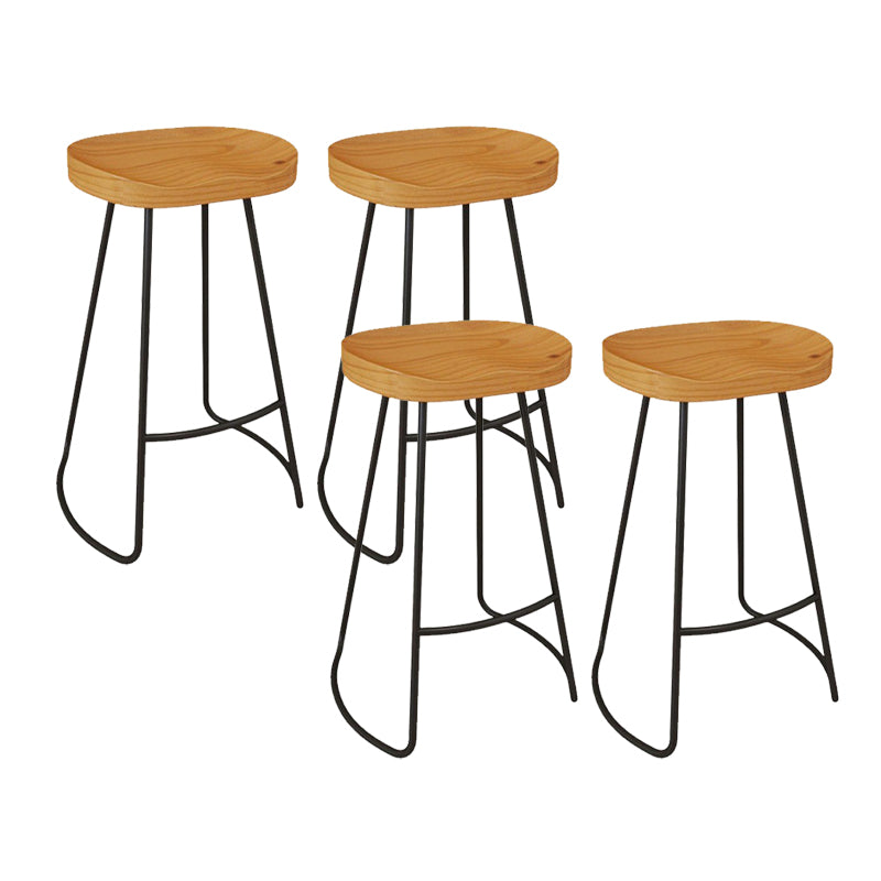 Contemporary Barstool Armless Bar Stool with Black Metal Legs
