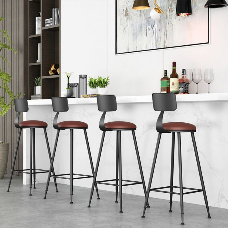 Contemporary Barstool Armless Bar Stool with Black Metal Legs