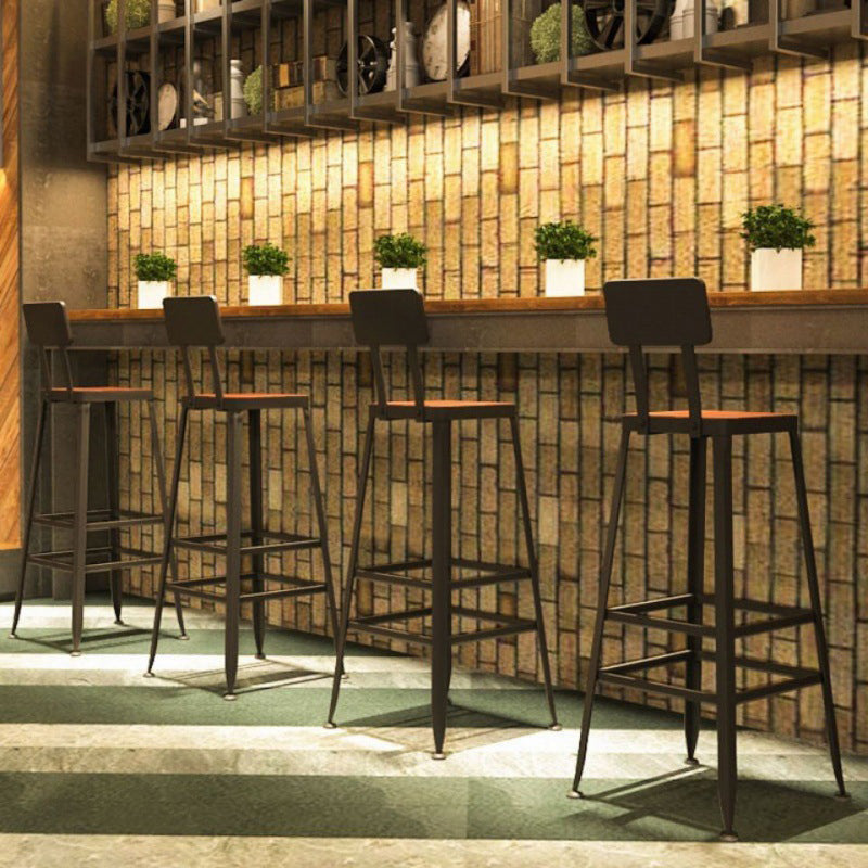 Contemporary Barstool Armless Bar Stool with Black Metal Legs