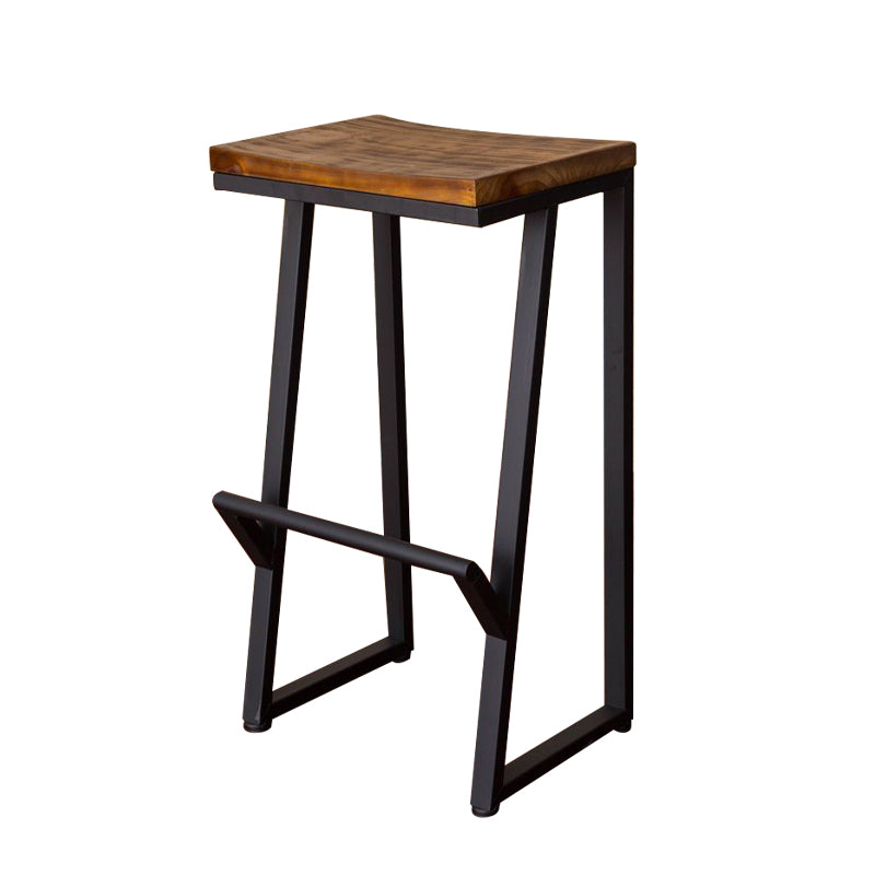 Contemporary Wood Dining Stools Armless Bar Stools with Footrest