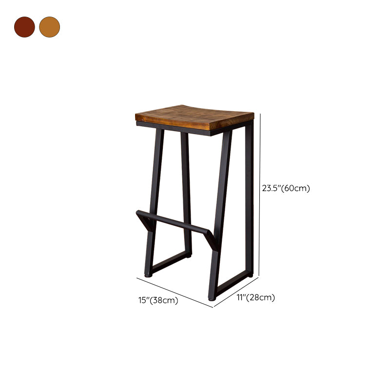 Contemporary Wood Dining Stools Armless Bar Stools with Footrest