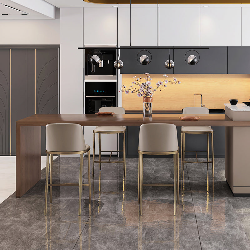 Glam Leather Bar Stool Backrest Gold Frame Counter Stool for Bristol