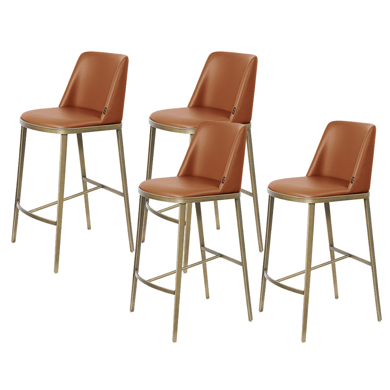 Glam Leather Bar Stool Backrest Gold Frame Counter Stool for Bristol