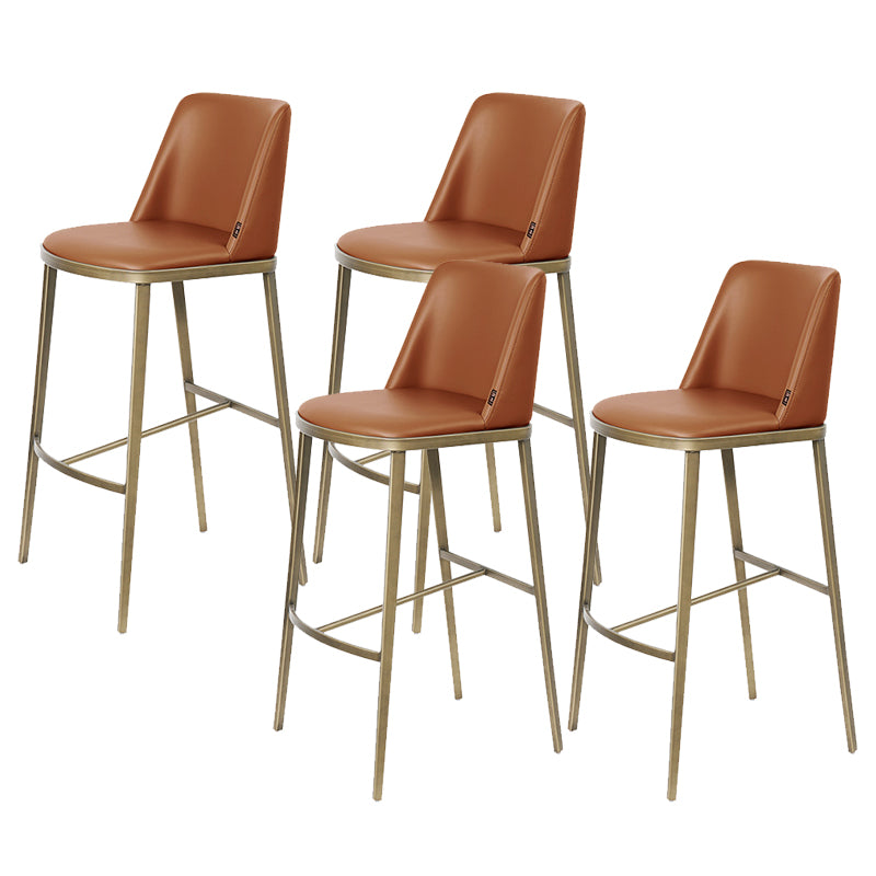 Glam Leather Bar Stool Backrest Gold Frame Counter Stool for Bristol