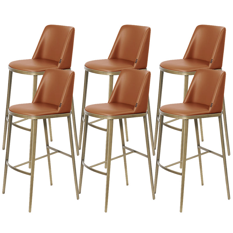 Glam Leather Bar Stool Backrest Gold Frame Counter Stool for Bristol