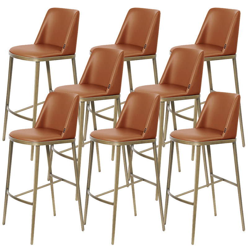 Glam Leather Bar Stool Backrest Gold Frame Counter Stool for Bristol