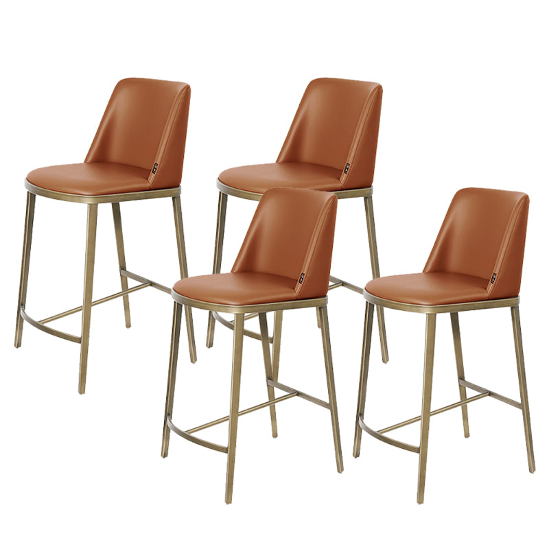 Glam Leather Bar Stool Backrest Gold Frame Counter Stool for Bristol