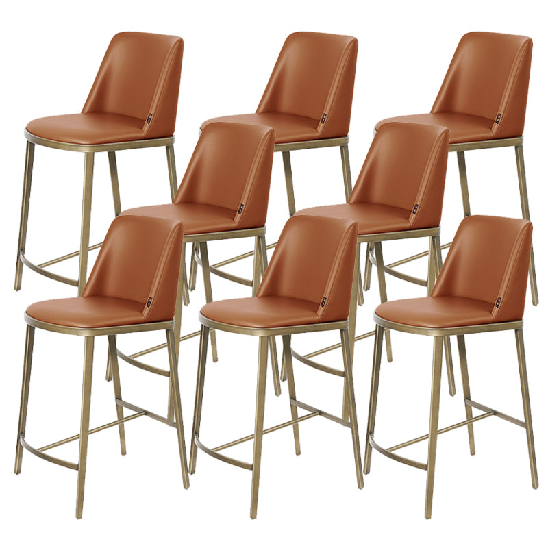 Glam Leather Bar Stool Backrest Gold Frame Counter Stool for Bristol