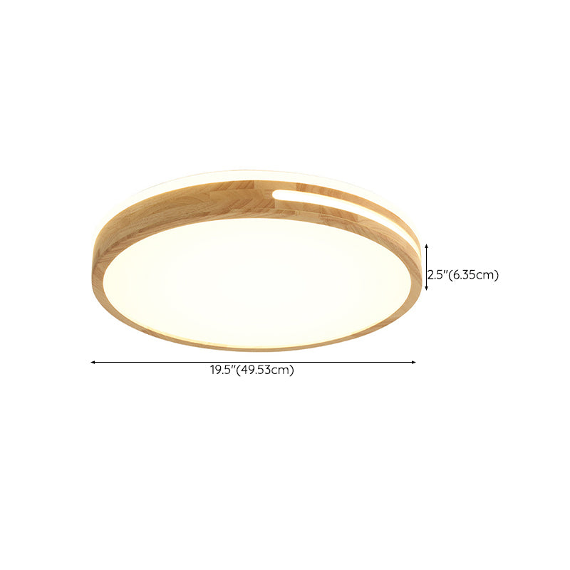 Modern Style Round Shape Flush Mount Wood 1-Light Ceiling Light for Bedroom