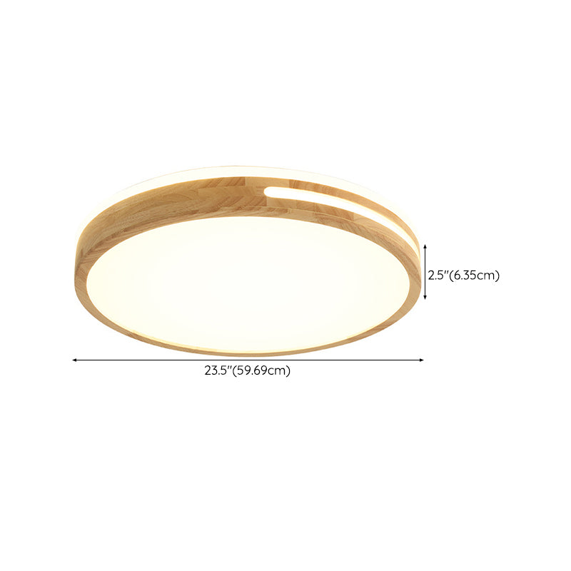 Modern Style Round Shape Flush Mount Wood 1-Light Ceiling Light for Bedroom