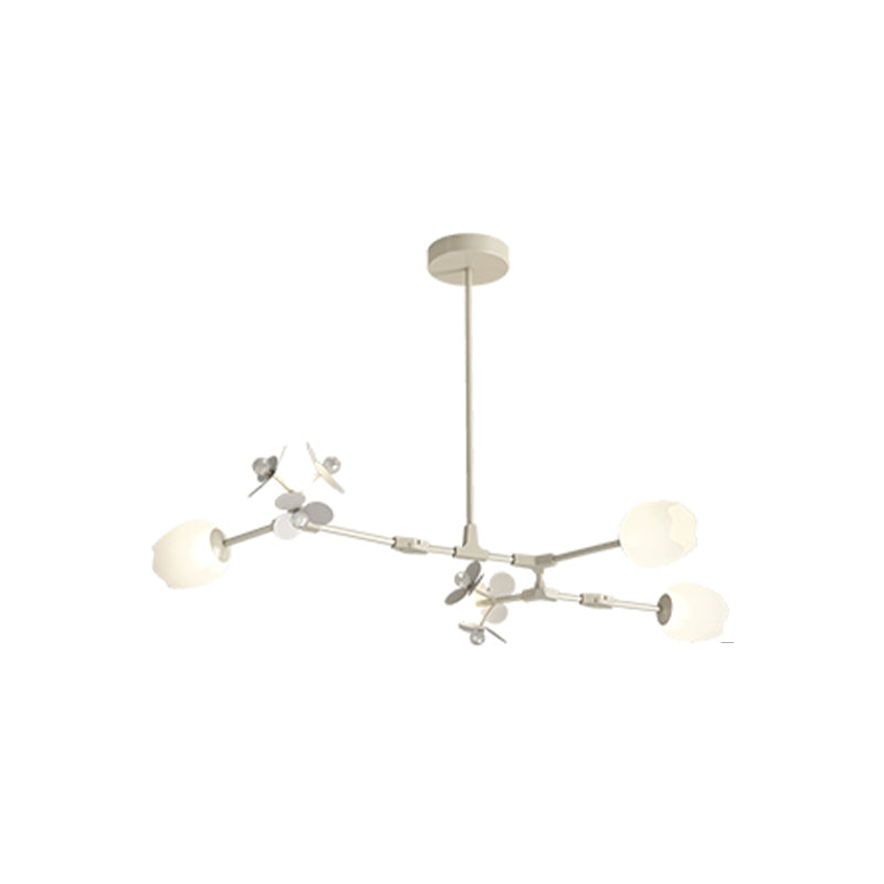 Modern Metal Ceiling Light Flower Shape Island Light with Crystal Shade for Living Room