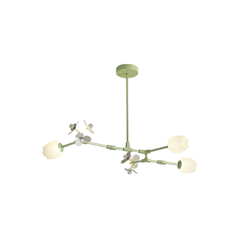Modern Metal Ceiling Light Flower Shape Island Light with Crystal Shade for Living Room