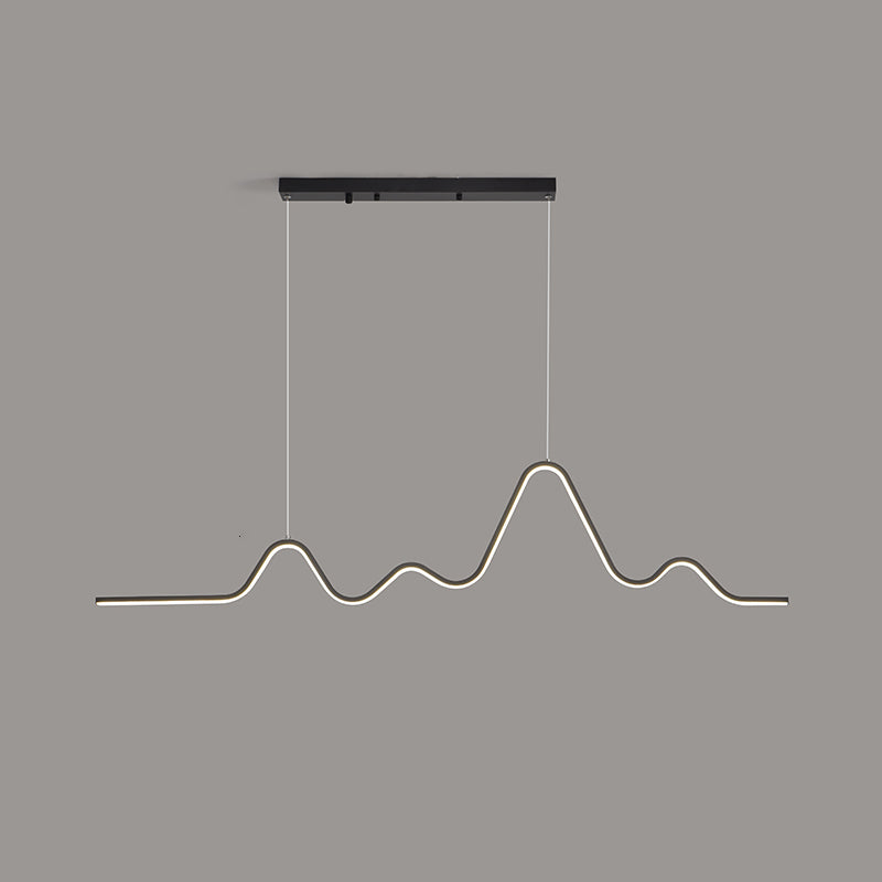 Modern Metal Pendant Light Linear Shape Island Light with Silicone Shade for Living Room