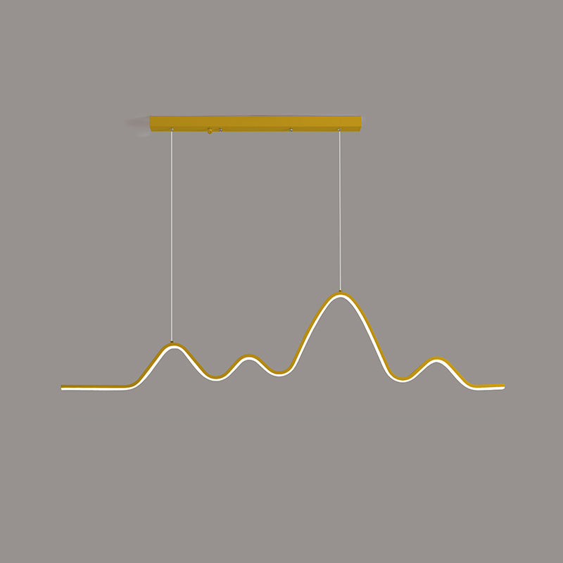 Modern Metal Pendant Light Linear Shape Island Light with Silicone Shade for Living Room