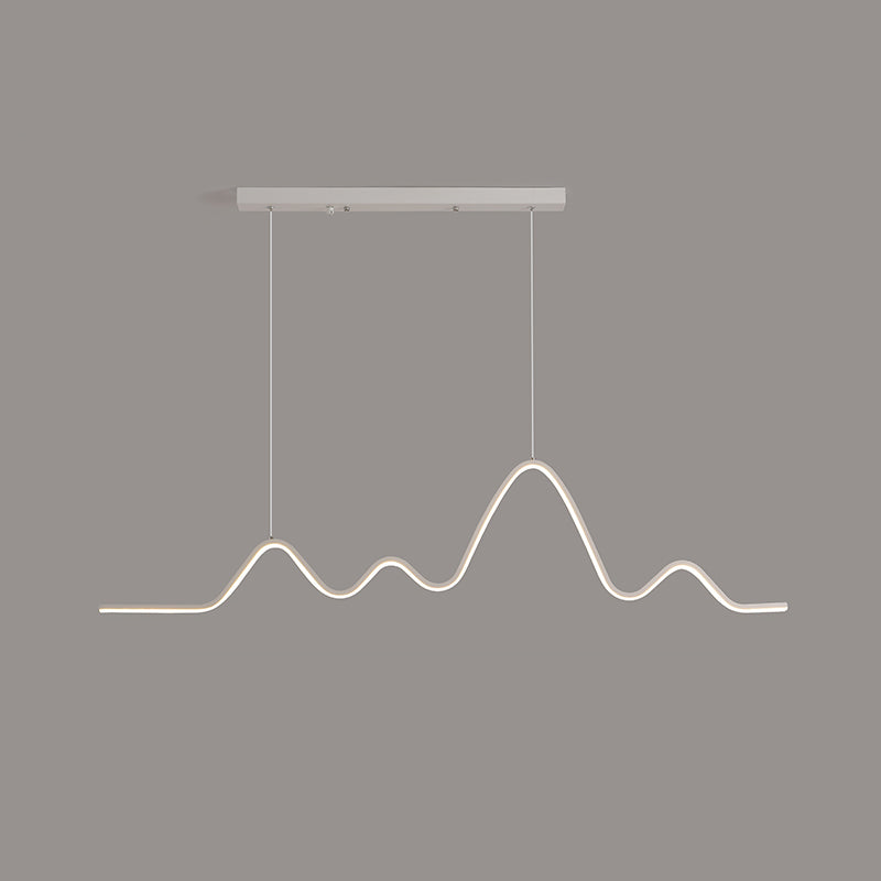 Modern Metal Pendant Light Linear Shape Island Light with Silicone Shade for Living Room