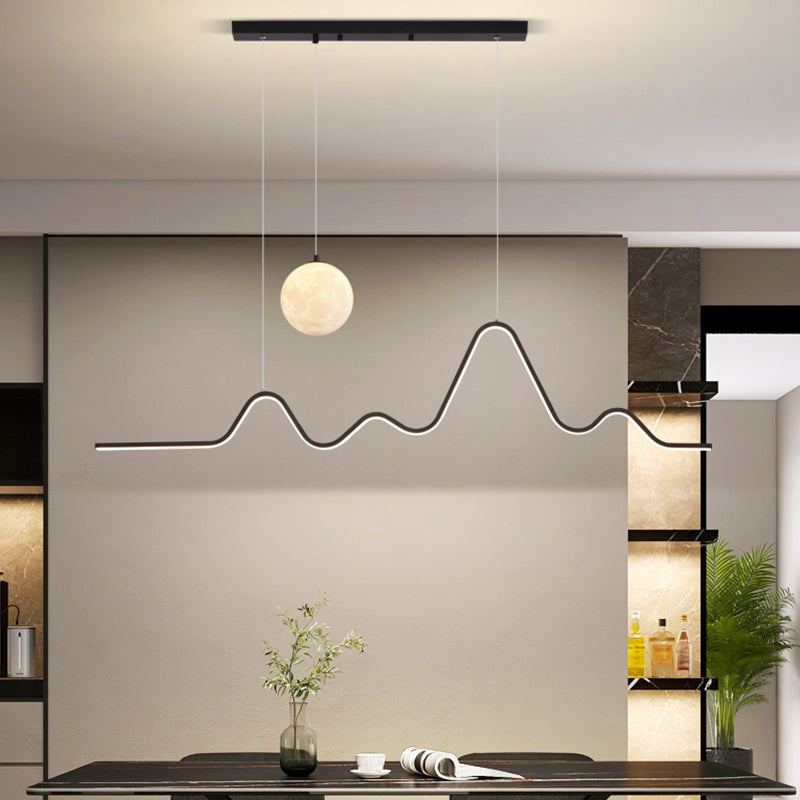 Modern Metal Pendant Light Linear Shape Island Light with Silicone Shade for Living Room