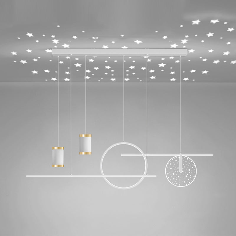 Modern Metal LED Ceiling Lamp Circle Shape Island Light with Plastic Shade for Living Room