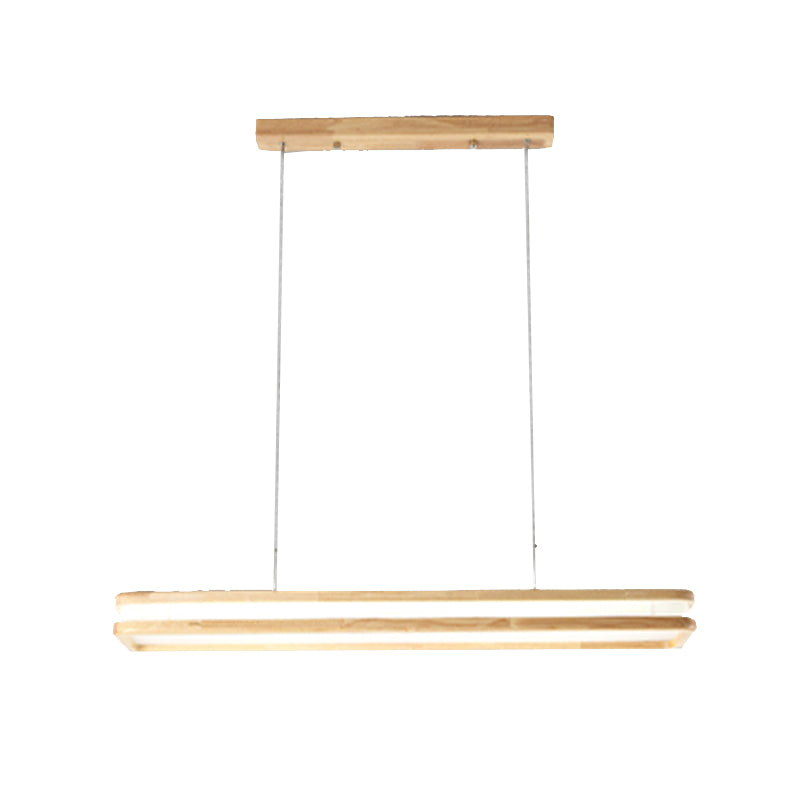 Modern Wood Pendant Light Geometric Shape Island Light with Acrylic Shade for Living Room