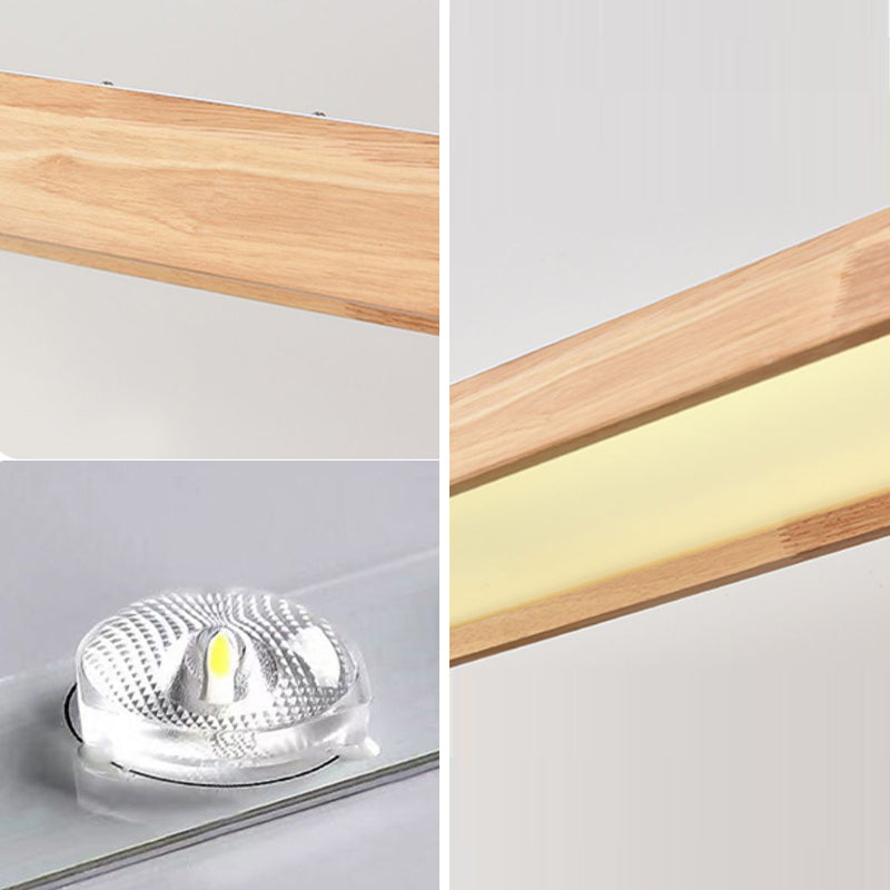 Modern Wood Pendant Light Geometric Shape Island Light with Acrylic Shade for Living Room