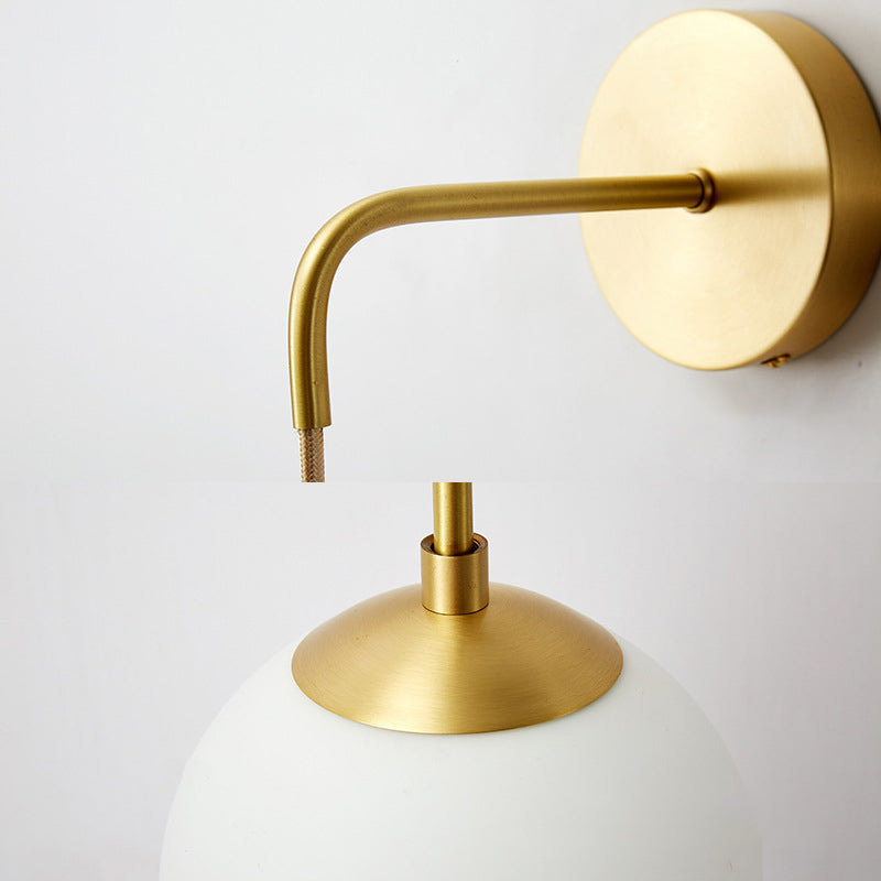 Ball Shape Glass Wall Light Modern Style 1 Light Wall Light Sconce in Gold