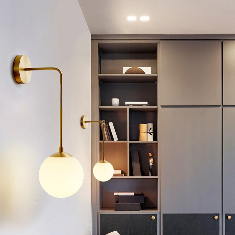 Ball Shape Glass Wall Light Modern Style 1 Light Wall Light Sconce in Gold