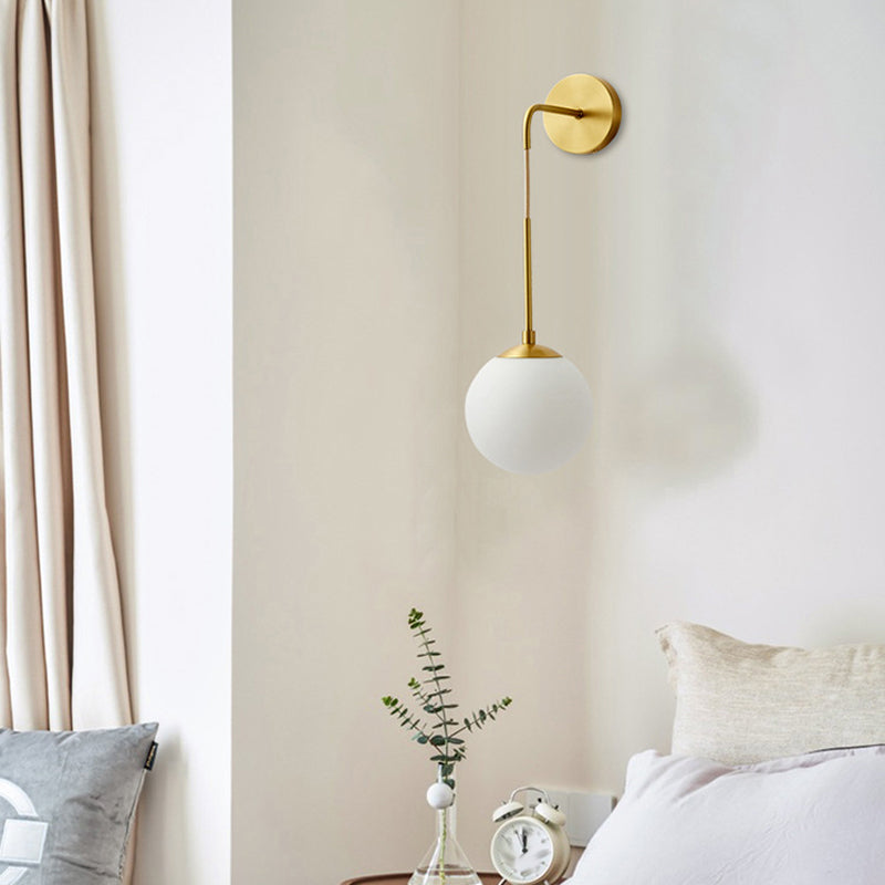 Ball Shape Glass Wall Light Modern Style 1 Light Wall Light Sconce in Gold