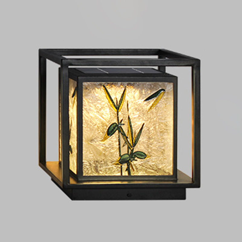 Modern Simple Metal Pillar Lamp Geometry Shape Solar Energy Pillar Light for Outdoor