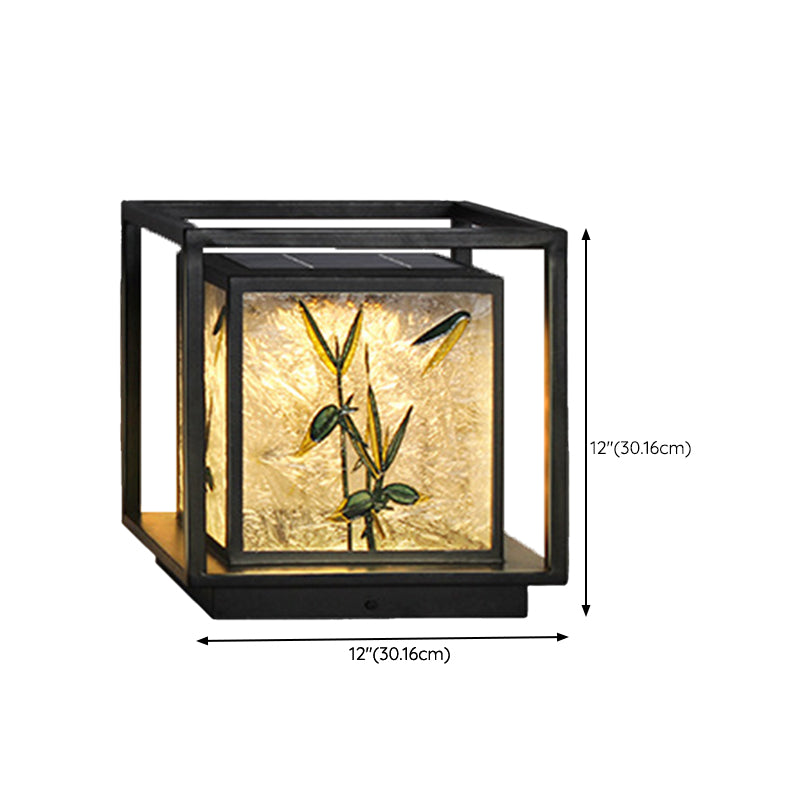 Modern Simple Metal Pillar Lamp Geometry Shape Solar Energy Pillar Light for Outdoor
