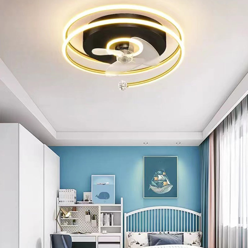 3-Blade LED Fan with Light Modern Black/Golden Ceiling Fan for Foyer