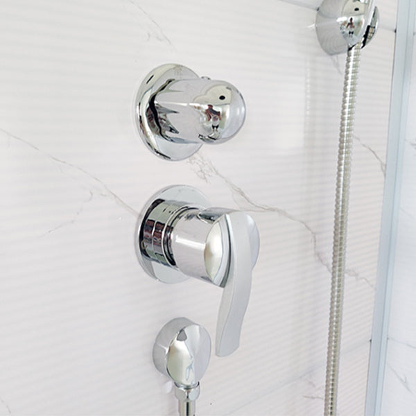 White Rectangle Shower Stall with Shower Base Tempered Glass Shower Stall