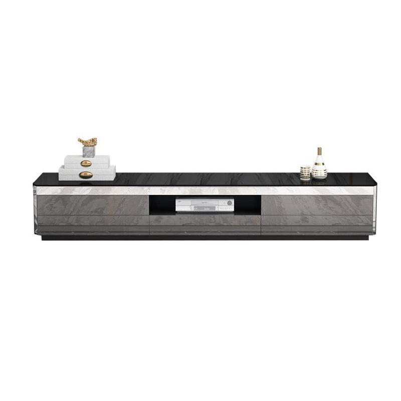 Glass TV Media Console Open Storage TV Stand for Living Room