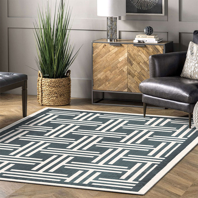 Kids Striped Area Carpet Polyester Brown Carpet Tear Resistant Carpet for Home Decor