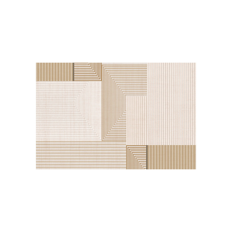 Modern Striped Rug Polyester Brown Rug Tear Resistant Rug for Drawing Room